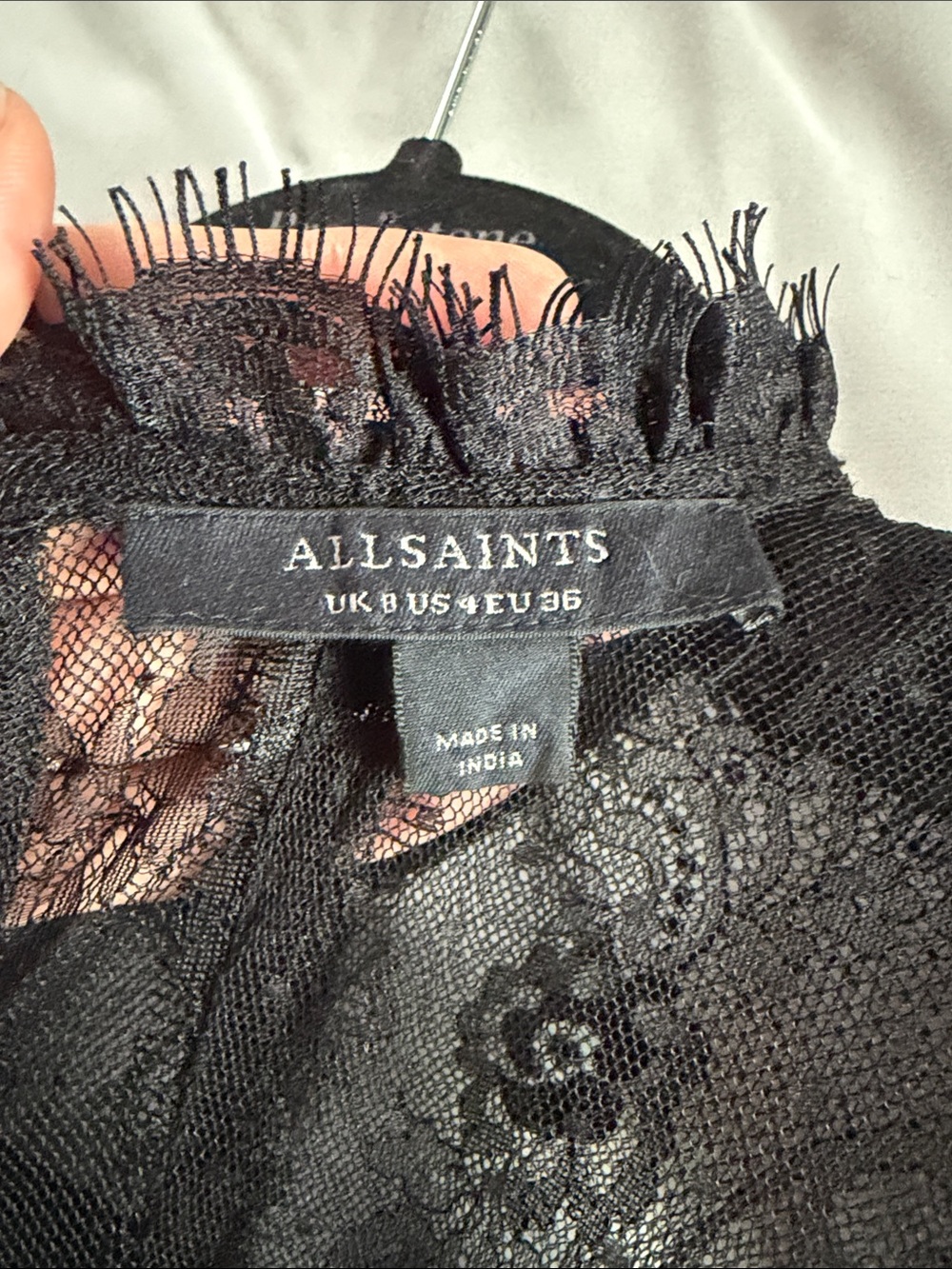 AllSaints Black Lace-Overlay Midi Dress - Picture 10 of 10